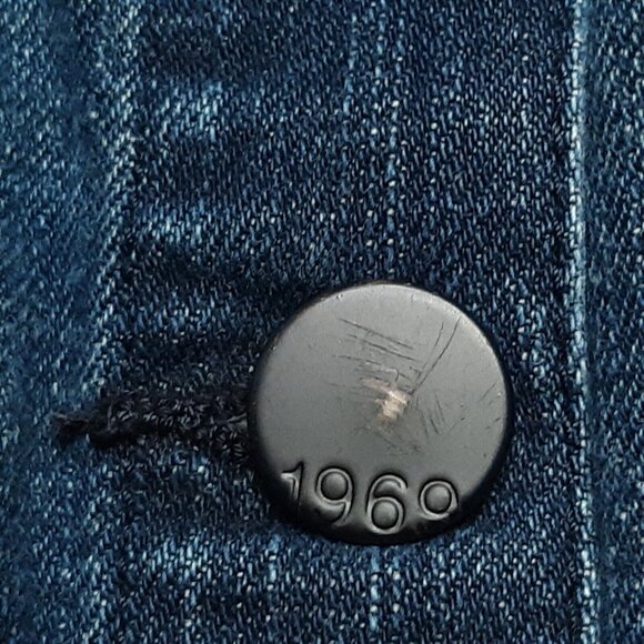 Gap Jacket Girls Medium Blue Kids 1969 Button Up Denim Pockets Dark Wash Stretch - Picture 2 of 15